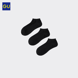 GU 极优 女装短袜3双装纯色简约好搭运动休闲船袜345305