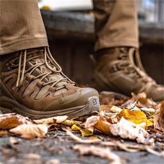 萨洛蒙（Salomon）男鞋 QUEST 4D FORCES 2 户外登山徒步鞋透气防滑耐磨棕色作战靴 棕黄色 欧码38.5/US6