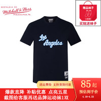 mitchell & ness 短袖T恤男 NBA湖人公牛快船队圆领半袖男 MN棉男士运动T恤男装 湖人队棉氨黑色 L