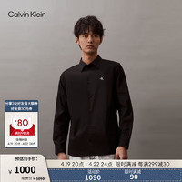 Calvin Klein Jeans24春夏男士商务休闲刺绣字母通勤长袖衬衫J325908 BEH-太空黑 L