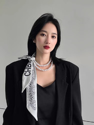 新款创意丝巾项链韩系时尚流行仿珍珠项链