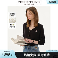 TEENIE WEENIE TeenieWeenie小熊女装2024春季新款黑色毛针织开衫灰色外套上衣女