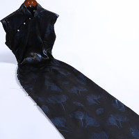 戚薇长款黑色提花旗袍2024春夏复古民国风女装年轻款高端修身显瘦 黑色 S