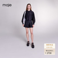 Maje2024春夏女装时尚休闲设计感镂空黑色衬衫上衣MFPCM00510 黑色 T0