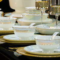 尚行知是 碗套装陶瓷餐具整套中式家用高档碗碟套餐炫彩碗筷碗具56件礼盒装 炫彩56件套