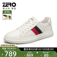 ZERO 零度男鞋2023男休闲皮鞋流行时尚潮流百搭软底轻便平底运动板鞋小白鞋 白色