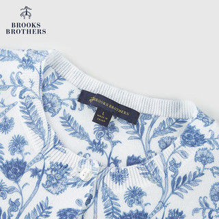 布克兄弟（BrooksBrothers）女士24春夏圆领国风印花图案针织开衫 9003-蓝色印花 M