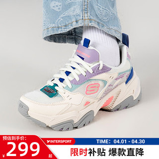 SKECHERS 斯凯奇 女鞋 24春夏新款潮流运动鞋厚底耐磨老爹鞋低帮休闲鞋二代机甲鞋 彩虹神兽