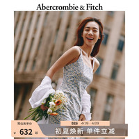 ABERCROMBIE & FITCH女装 24春夏弹力时尚复古百搭中长款直筒连衣裙 359248-1 白色碎花 150/80A XXS短版