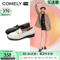 COMELY 康莉 乐福鞋女低跟春秋新款复古英伦风圆头粗跟学院风小皮鞋单鞋