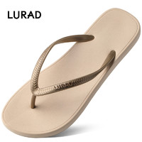 LURAD 人字拖女平跟耐磨夹脚海边沙滩拖鞋  米色 37/38