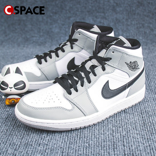 AIR JORDAN Cspace DR  Air Jordan 1 Mid AJ1烟灰 灰白 篮球鞋 554724-092