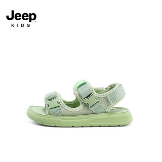 Jeep吉普男童凉鞋儿童夏季2024童鞋夏款女童宝宝软底防滑沙滩鞋子 动感绿 28码  鞋内约长17.8cm
