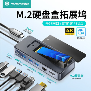 Yottamaster 尤达大师 硬盘盒扩展坞拓展坞M.2NVMe/SATA固态双协议4K60Hz转接头分线器适用苹果华为笔记本电脑