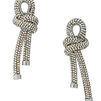 巴黎世家 女士耳钉 银色超细 黄铜镶钻 绳索耳环