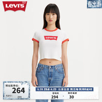 Levi's李维斯24春季女士LOGO印花T恤气质辣妹 白色 A3523-0061 XS