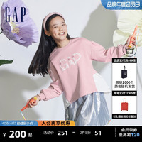 Gap 盖璞 女童2024春季新款柔软高弹logo拼接下摆卫衣儿童装上衣890218