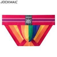 JOCKMAIL 男士三角低腰镂空提臀超宽腰带潮高叉三角裤彩虹黑色底裤