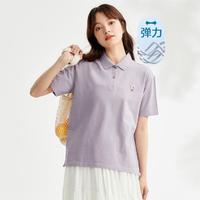 GIORDANO 佐丹奴 2024春夏弹力珠地布polo衫短袖女小刺绣polo衫女款