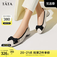 TATA 他她 单鞋女2024新款法式粗跟女鞋气质百搭鞋子女款XYT10CQ3