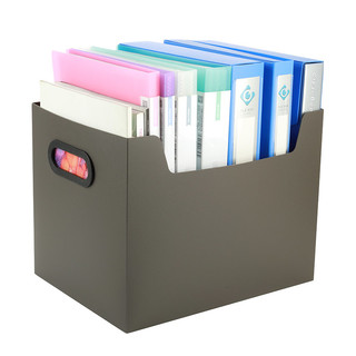 Amwell 办公室桌面文件夹收纳盒资料收纳箱A4档案折叠整理箱大容量储物箱 大号收纳箱-卡其色(2个装)