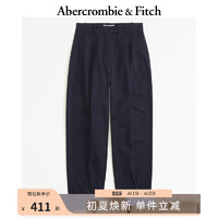 ABERCROMBIE & FITCH女装 24春夏简约时尚通勤挺括棉质锥形九分裤 357495-1 海军蓝 32R