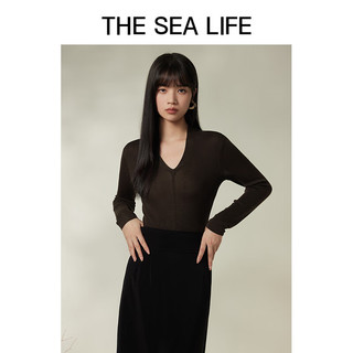 THE SEA LIFE欧海一生 莱赛尔针织衫女2024春季打底衫透气修身15730 微光绿 M