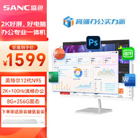 SANC 盛色 23.8英寸2K超清品牌一体机电脑  高配家用学习网课 企业办公 超薄微边 可壁挂一体式台式整机 W300流畅办公（N95 8G+256G）
