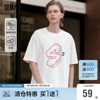 Semir 森马 短袖T恤男夏季凉感抗菌宽松上衣不规则印花情侣装时尚中性风