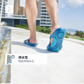 DECATHLON 迪卡侬 游泳男士运动包脚拖鞋男时尚室外速干沙滩洞洞鞋NABD CLOG500 墨黑色蓝底 40-41