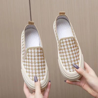 Tasidi-G韩版时尚鞋子女帆布鞋休闲运动鞋 T04咖色 36