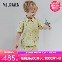 Milkbarn2024儿童套装男女宝宝童装夏季纯棉衬衫短裤两件套 盛夏冲浪 110cm