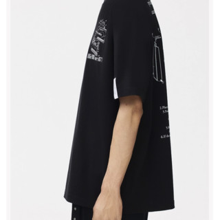 H&M rokh设计师系列 男士圆领短袖T恤 1212530 黑色/订书机 180/116A