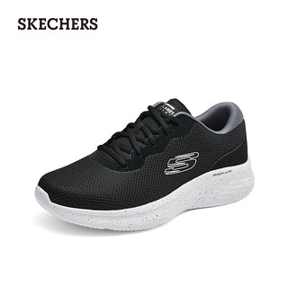 斯凯奇（Skechers）款时尚运动休闲鞋系带低帮网面鞋轻质透气跑鞋232830 男款-黑色/白色/BKW 46