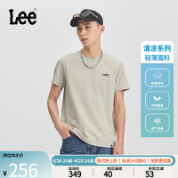 Lee24春夏标准字母印花索罗娜凉感男圆领短袖T恤LMT008142202 牡蛎白 XXL