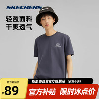 SKECHERS 斯凯奇 丨Skechers夏季男女同款缤纷休闲系列透气半袖针织短袖T恤 奥德赛灰/026R M