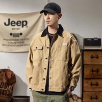 Jeep 吉普 复古百搭牛仔外套男2024春季休闲工装双口袋男士长袖上衣男