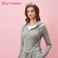 Juicy Couture 橘滋 失焦灰调logo金属拉链拼缝女式外套