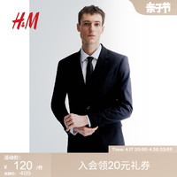 H&M HM男装西服春季老钱风帅气商务绅士修身西装外套伴郎服0713995