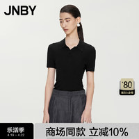 江南布衣（JNBY）24春夏超细针织衫短袖POLO优雅商务风5O4312150 001/本黑 M