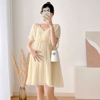 左夏右冬连衣裙夏装时尚潮妈中长裙宽松夏季短袖气质装裙子 杏色8826# M 适合90-110斤