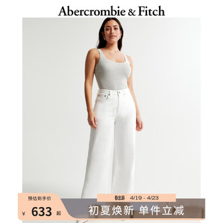 ABERCROMBIE & FITCH女装 24春夏Curve Love复古美式高腰阔腿牛仔裤 358427-1 白色 27S (155/72A)