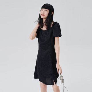 艾莱依（ERAL）浪漫盘扣造型连衣裙女春夏款法式赫本风裙子高端洋气短裙 云朵白 155/80A