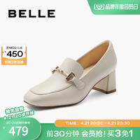 BeLLE 百丽 粗高跟乐福鞋子女鞋子2024春夏季新款上班鞋深口单鞋B1L1DAA4