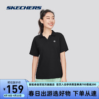 SKECHERS 斯凯奇 女款针织短袖POLO衫P224W053 碳黑/0018 S