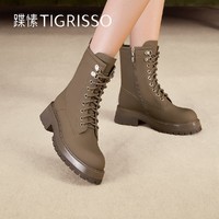 tigrisso 蹀愫 秋冬大黄靴工装靴马丁靴厚底牛皮轻便时尚短靴女TA32774-51