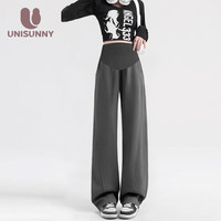 unisunny裤子春季2024运动休闲长裤香蕉裤外穿宽松直筒阔腿裤 深灰 XL
