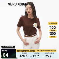 VEROMODA Vero ModaT恤女2023新款圆领H版型短袖简约气质短袖女 吉卜力棕色E16 155/76A/XS