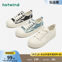 hotwind 热风 2024年春季新款男士时尚拼色舒适休闲鞋圆头系带学院风帆布鞋