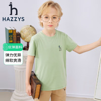 HAZZYS 哈吉斯 童装夏男女童简约时尚舒适柔软不易变形T恤 雾霾蓝 145